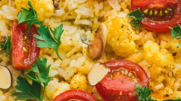 Spanish Style Tomato Garlic Cauliflower Rice - Featured