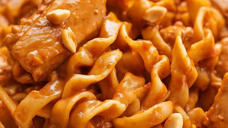 Spicy Peanut Chicken Noodles - Featured
