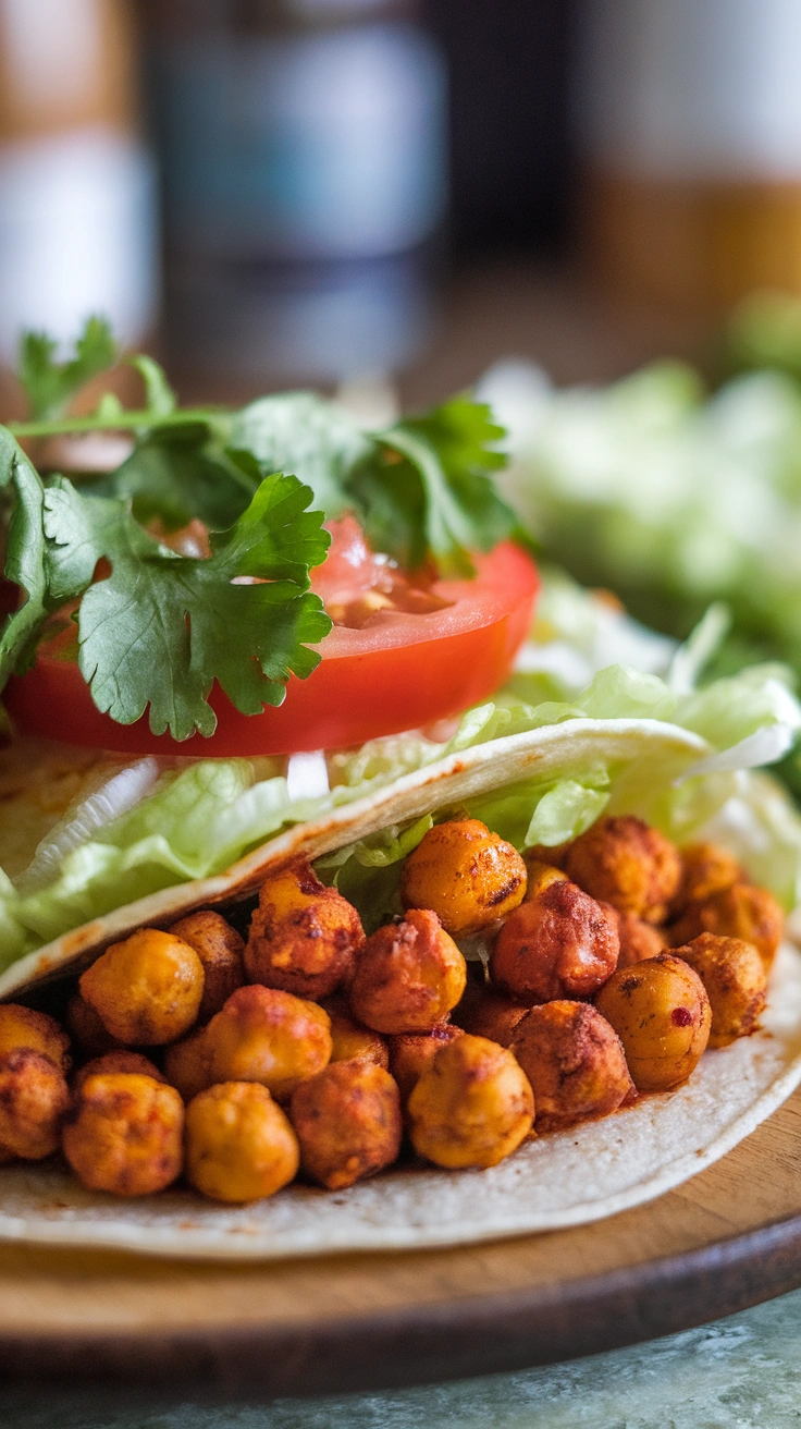 Spicy Roasted Chickpea Tacos