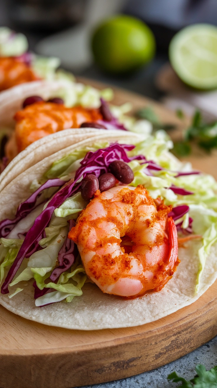 Spicy Shrimp Tacos with Cabbage Slaw