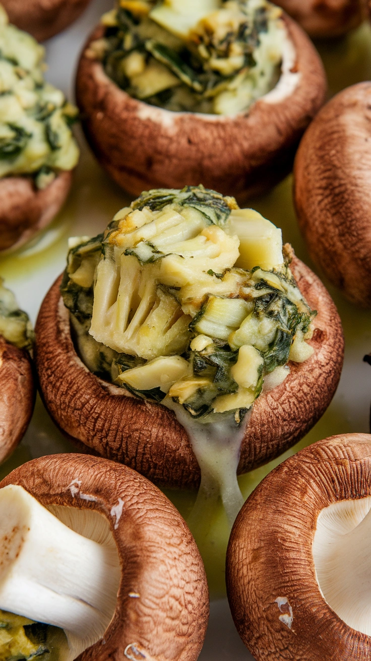 Spinach and Artichoke Stuffed Mushrooms