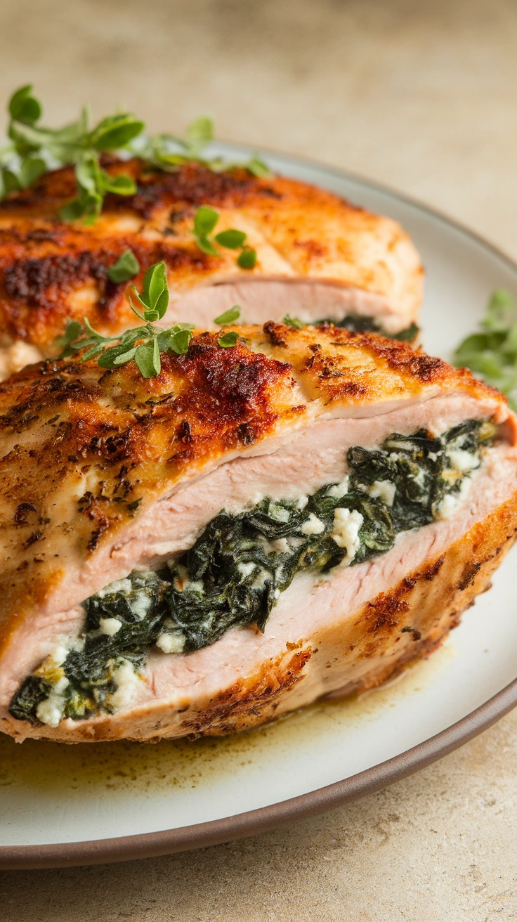 Spinach and Feta Stuffed Chicken Breast