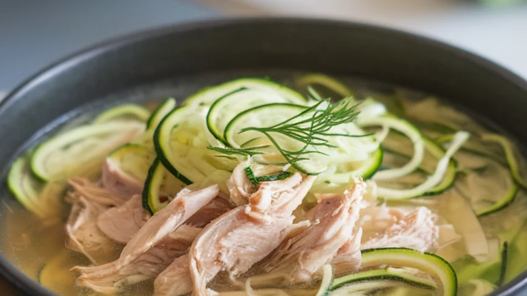 Spiralized Zucchini Chicken Noodle Soup - Featured