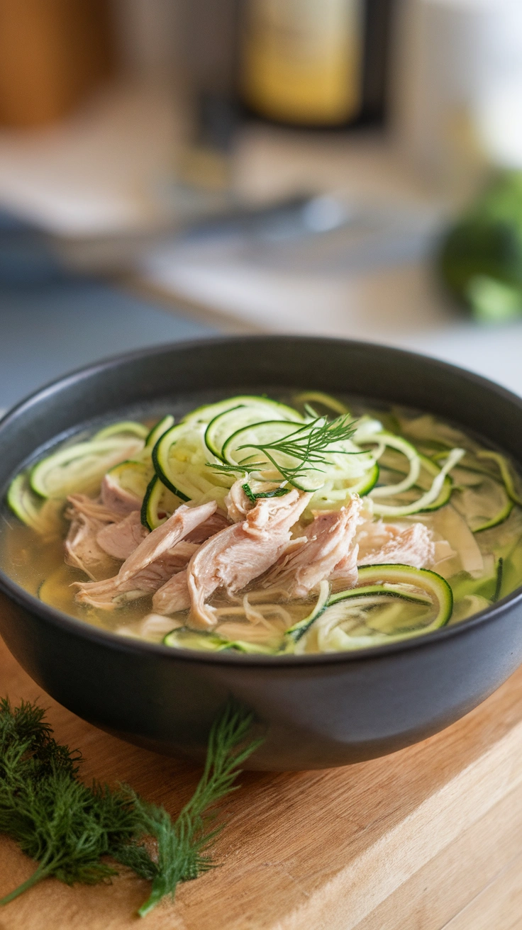 Spiralized Zucchini Chicken Noodle Soup