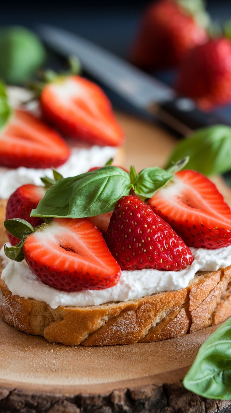 Strawberry Basil Ricotta Toast