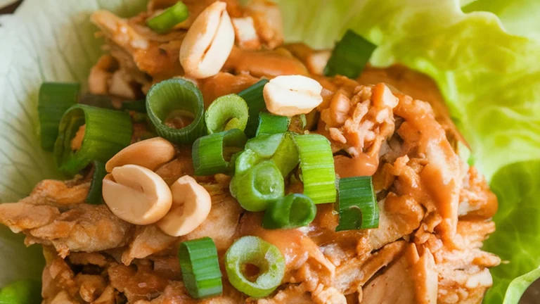 Thai Peanut Chicken Lettuce Wraps - Featured