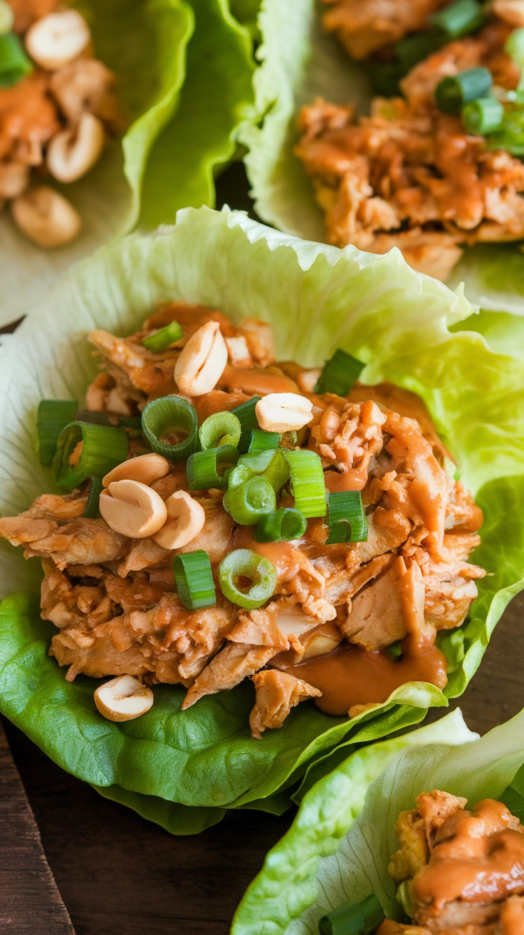 Thai Peanut Chicken Lettuce Wraps