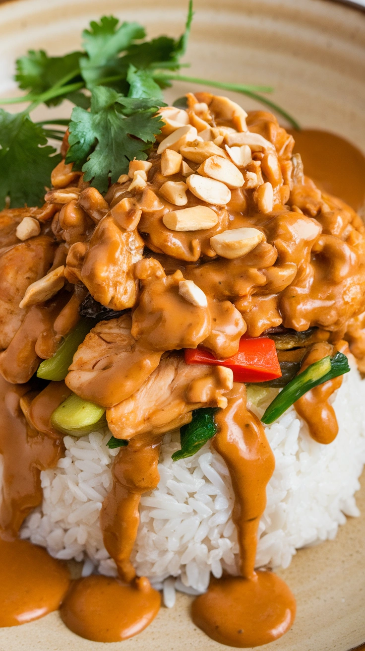 Thai Peanut Chicken Rice Bowl