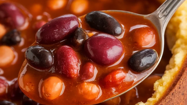 Three-Bean Chili & Cornbread Bowl - Featured