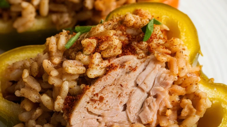 Turkey and Brown Rice Stuffed Bell Peppers - Featured