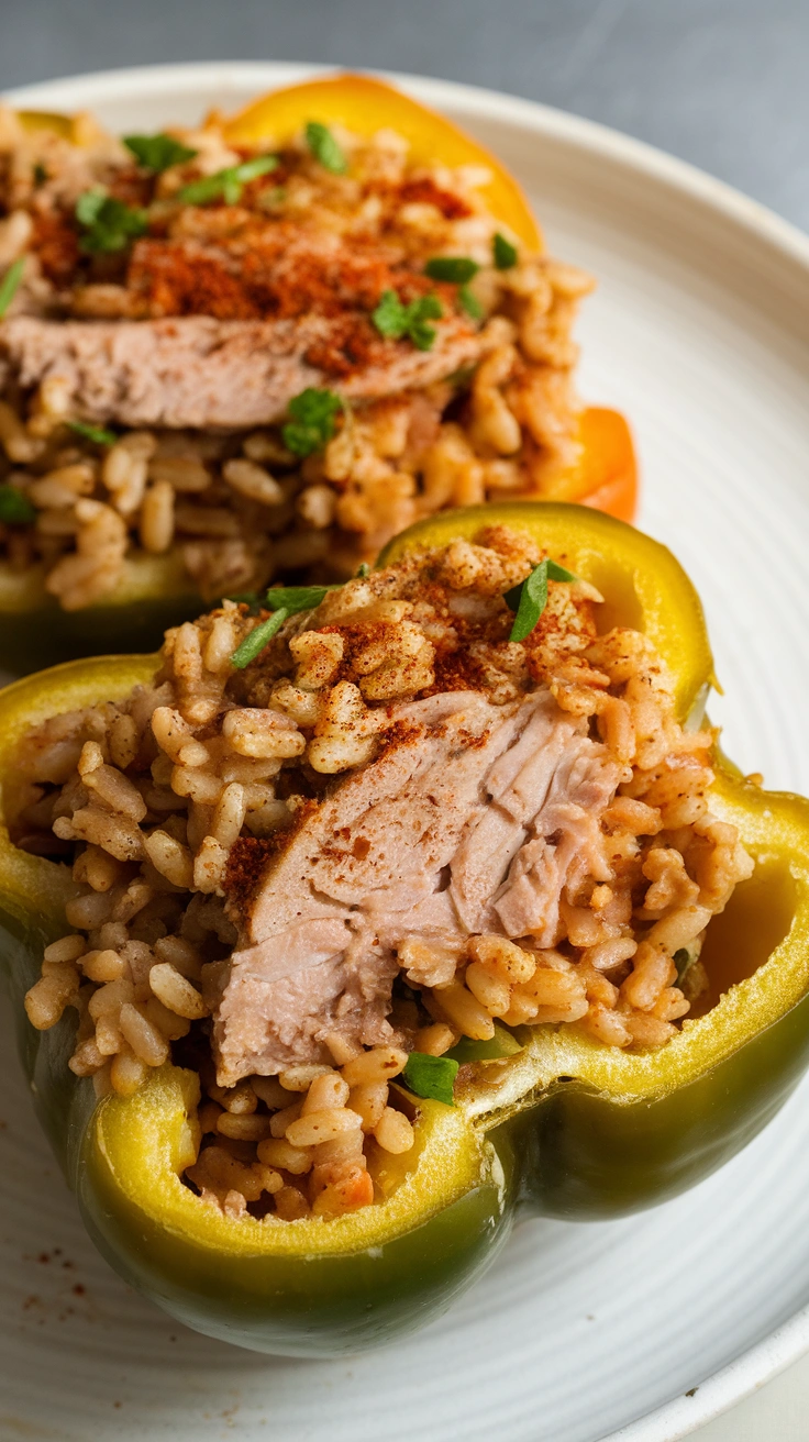 Turkey and Brown Rice Stuffed Bell Peppers