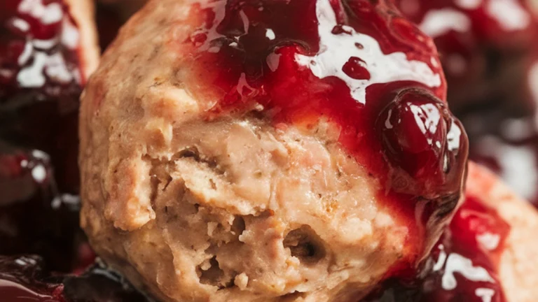 Turkey Meatballs with Cranberry Glaze - Featured