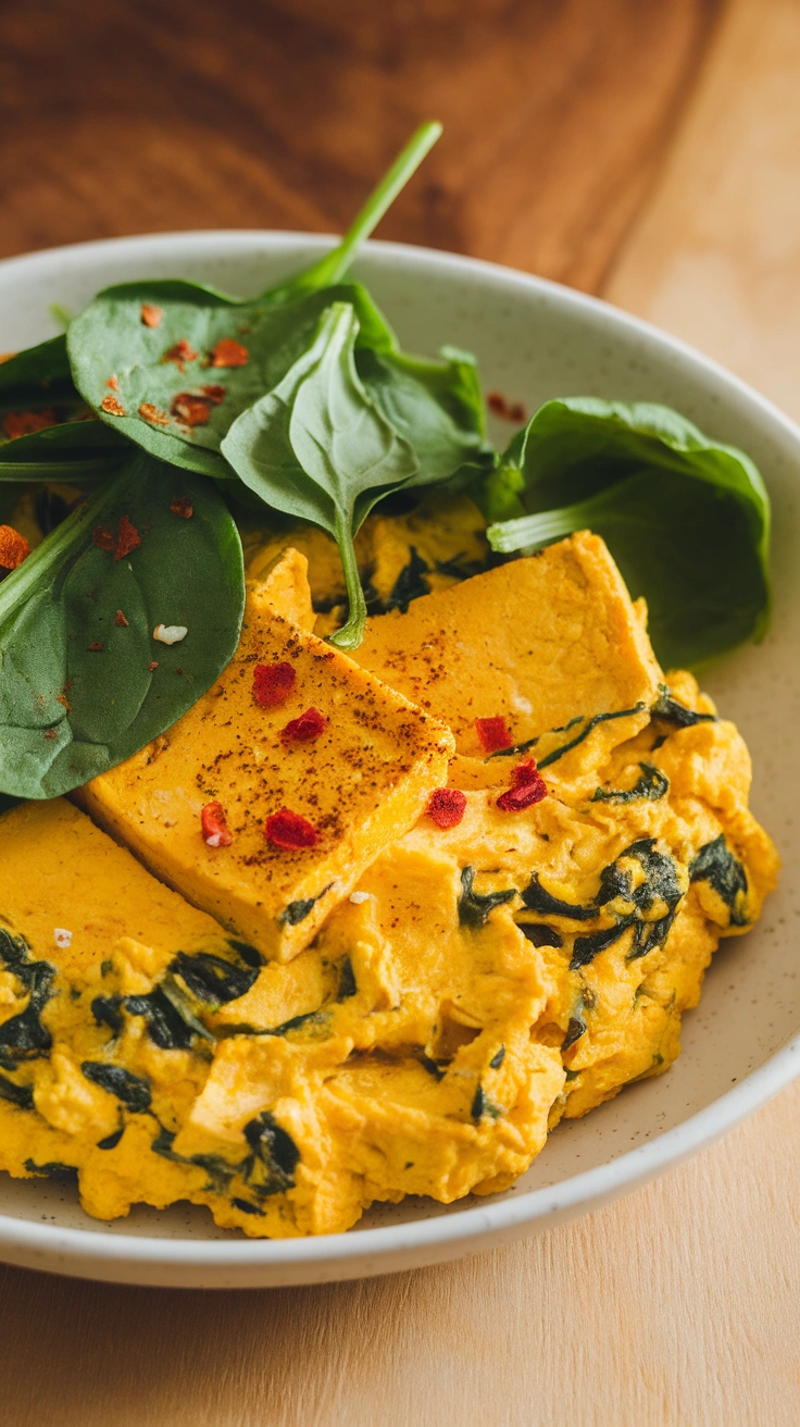 Turmeric Tofu Scramble with Spinach