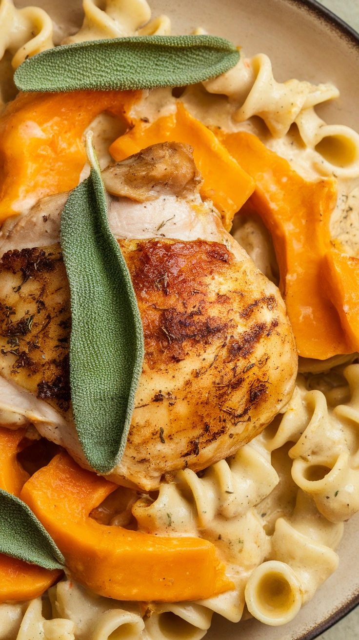 Velvety Butternut Squash and Sage Chicken Pasta