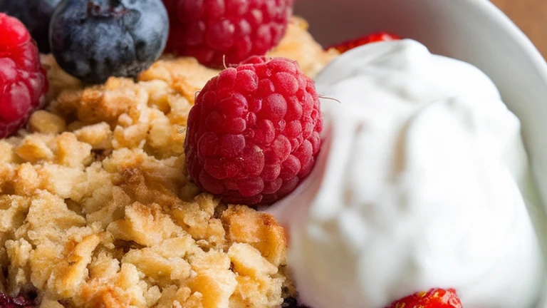 Warm Berry Crisp with Yogurt - Featured