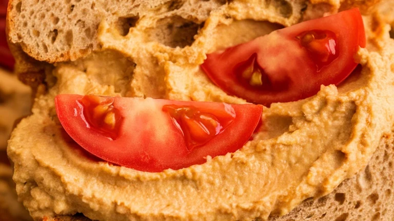Whole Grain Bagel with Hummus and Tomato - Featured