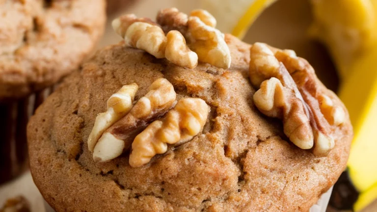 Whole Wheat Banana Walnut Muffins - Featured
