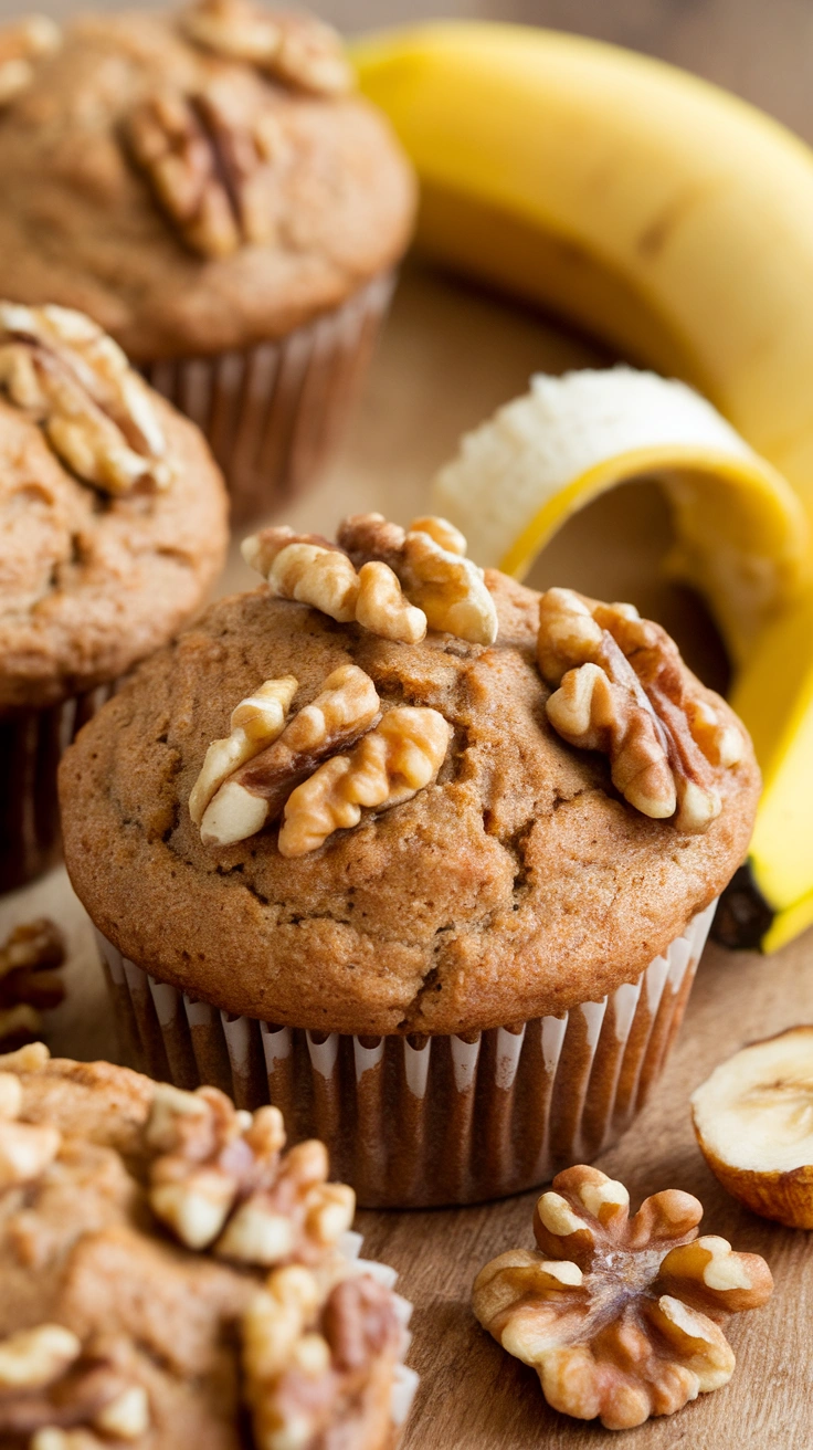 Whole Wheat Banana Walnut Muffins