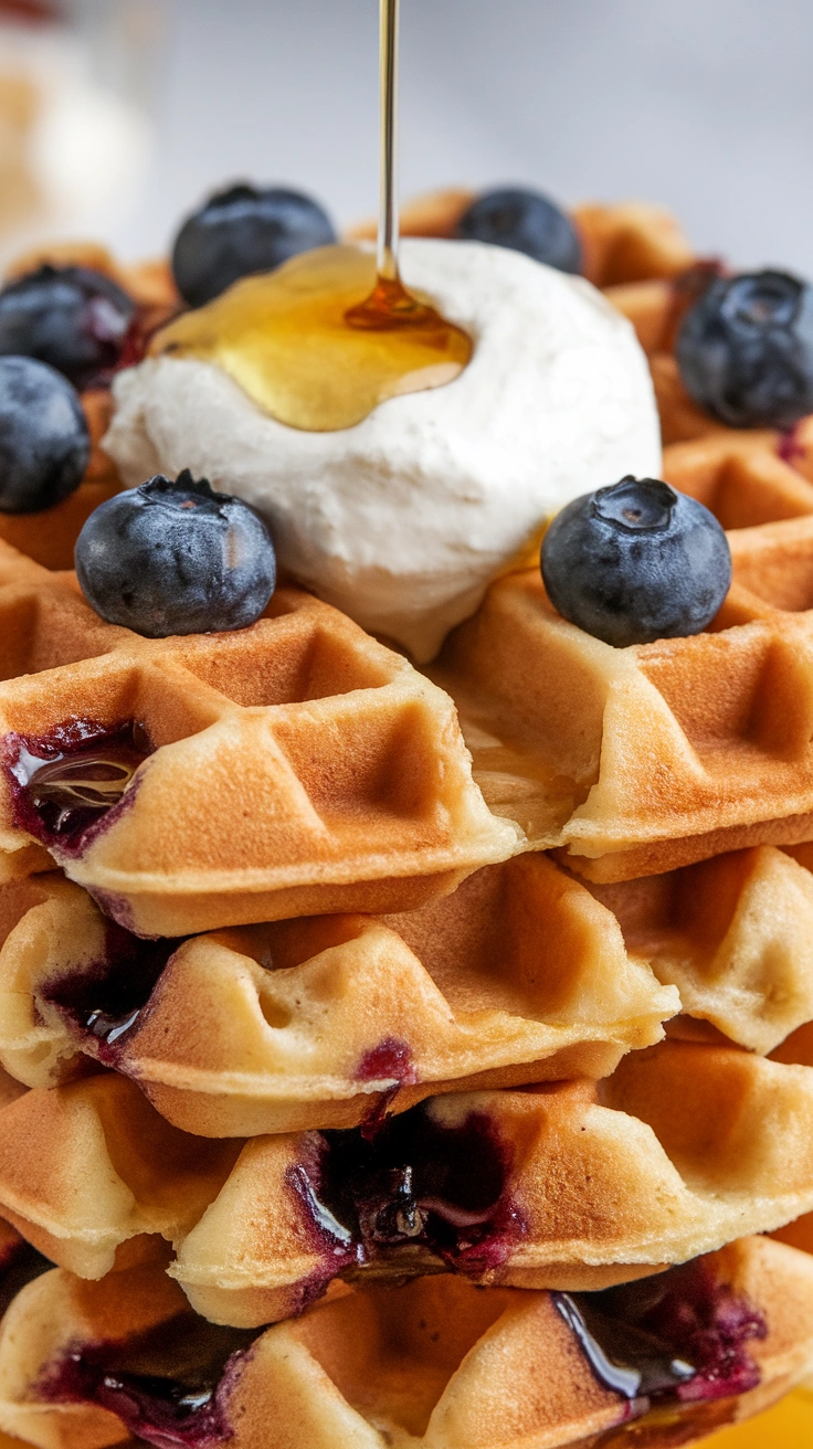 Whole Wheat Blueberry Ricotta Waffles