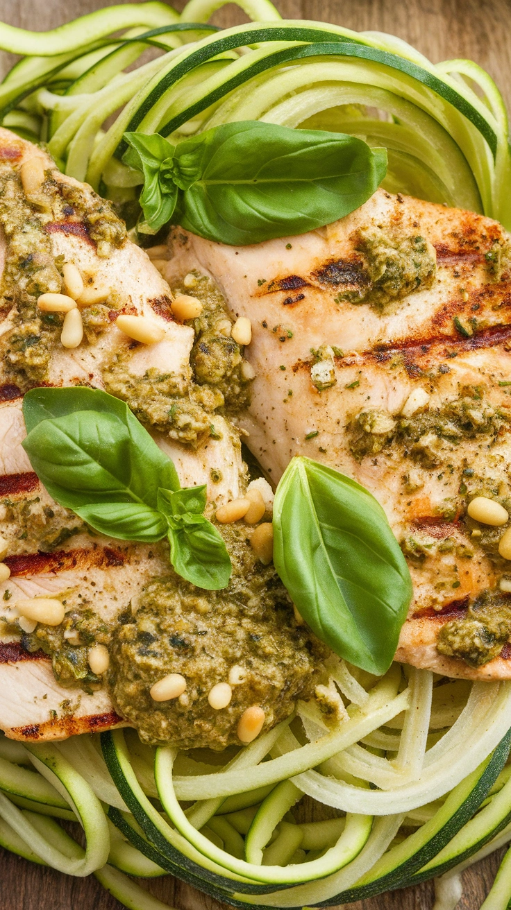 Zucchini Noodle Chicken Pesto