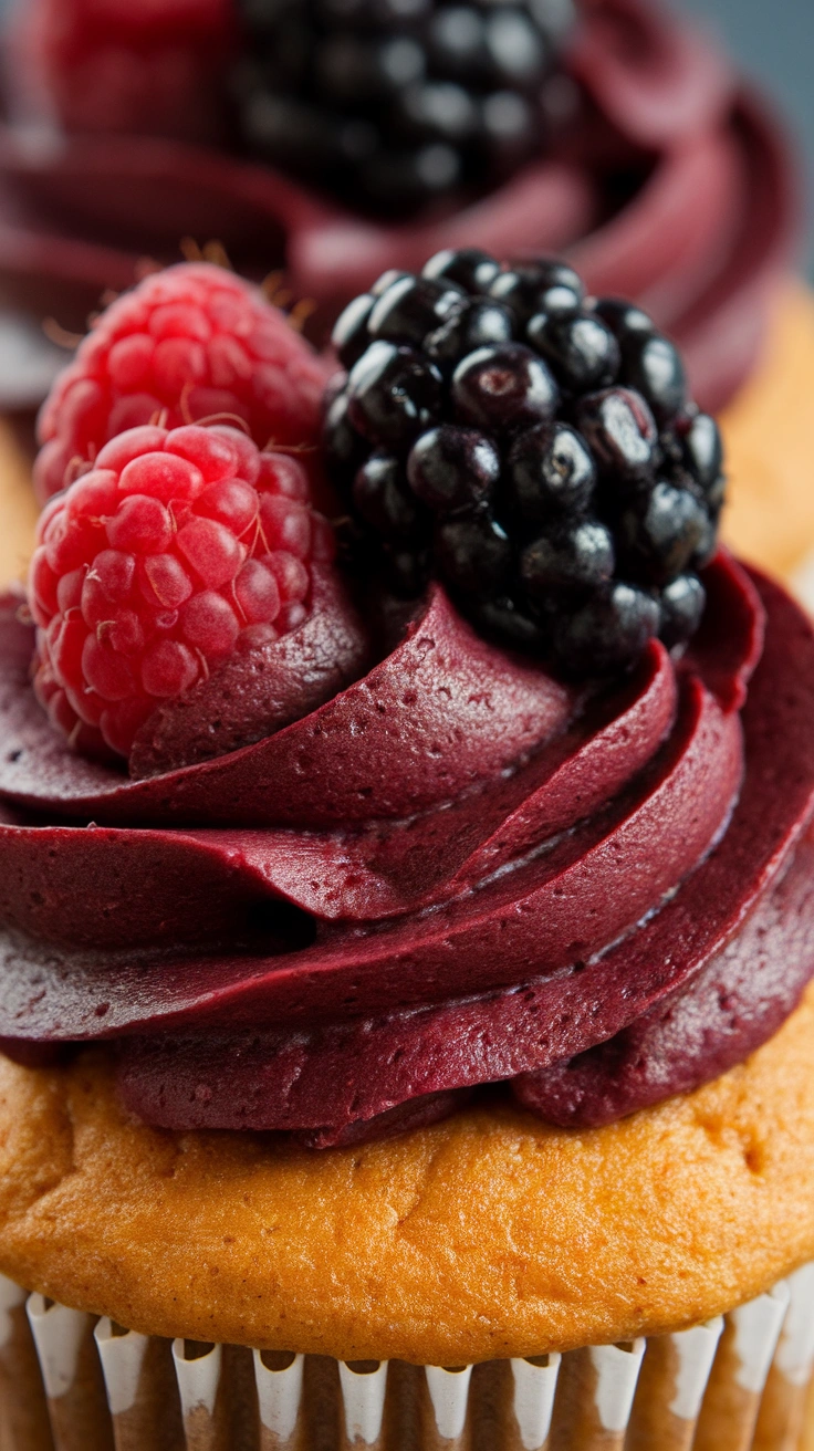 Mixed Berry Cupcakes with Berry Buttercream