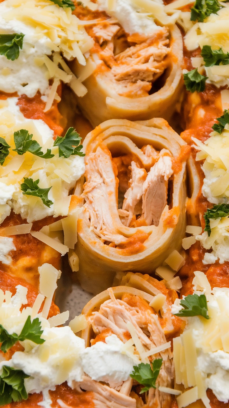 Chicken Alfredo Lasagna Roll-Ups