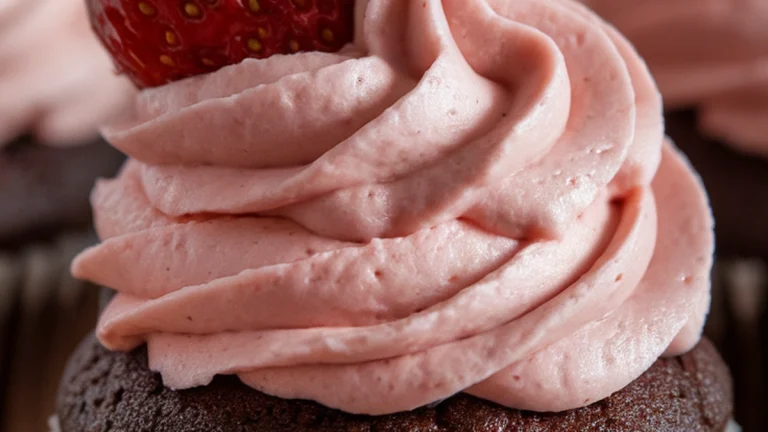 Chocolate Cupcakes with Strawberry Buttercream Frosting - Featured