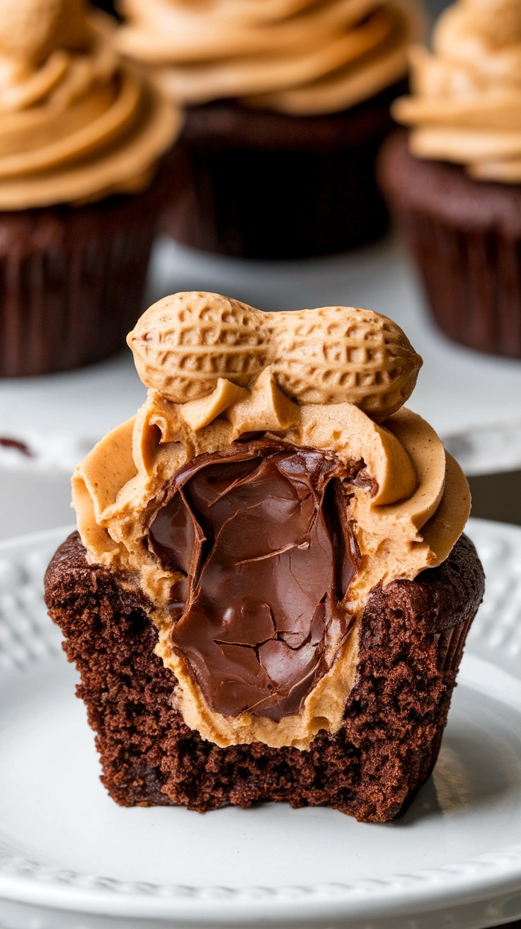 Peanut Butter Filled Chocolate Cupcakes