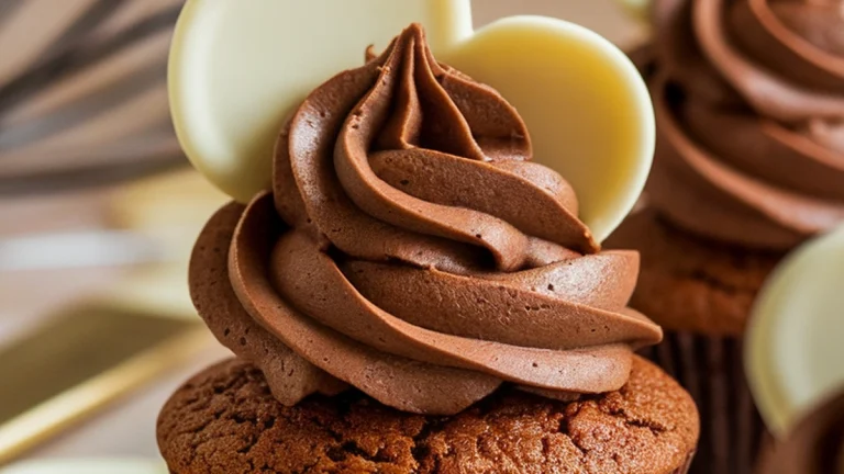 Cocoa Butter Cupcakes with Chocolate Whipped Cream and Homemade White Chocolate Toppers - Featured