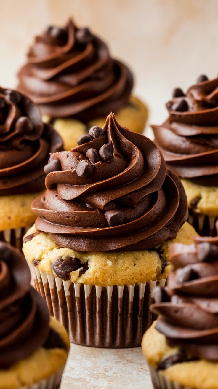 Chocolate Chip Cookie Dough Stuffed Cupcakes
