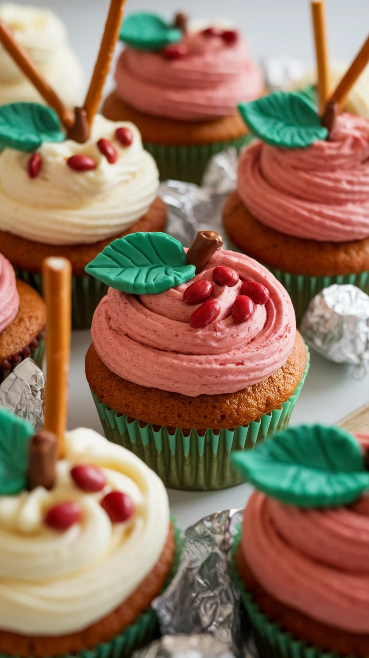 Red Apple Shaped Cupcakes