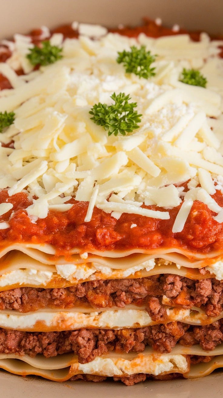 Easy Slow Cooker Beef Lasagna