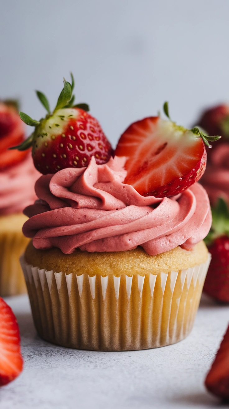Easy Strawberry Cupcakes with Strawberry Buttercream