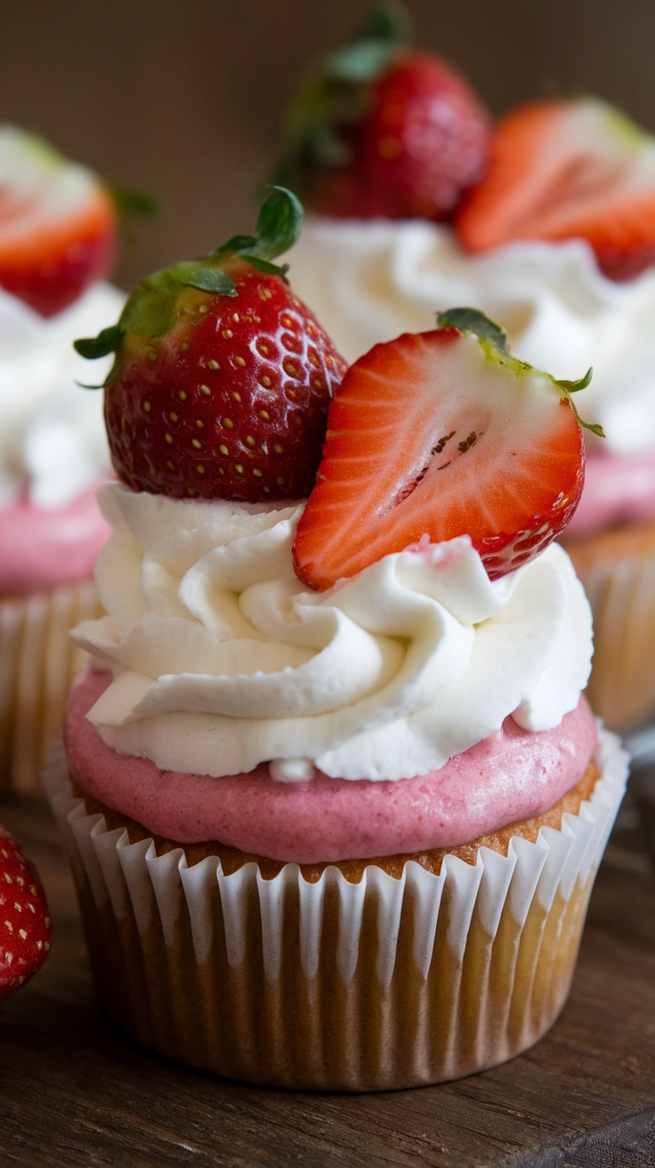 Eton Mess Cupcakes with Strawberries and Meringue