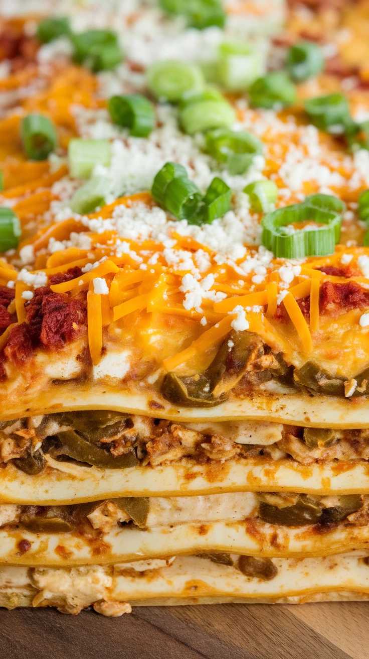 Creamy Green Chile Chicken Lasagna