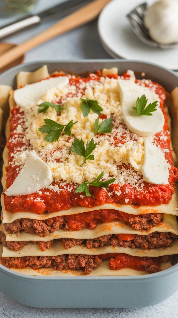 Homemade Lasagna with Cottage Cheese