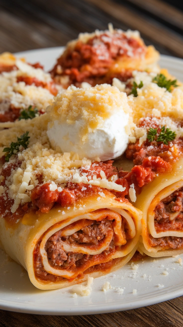 Baked Lasagna Roll Ups with Marinara