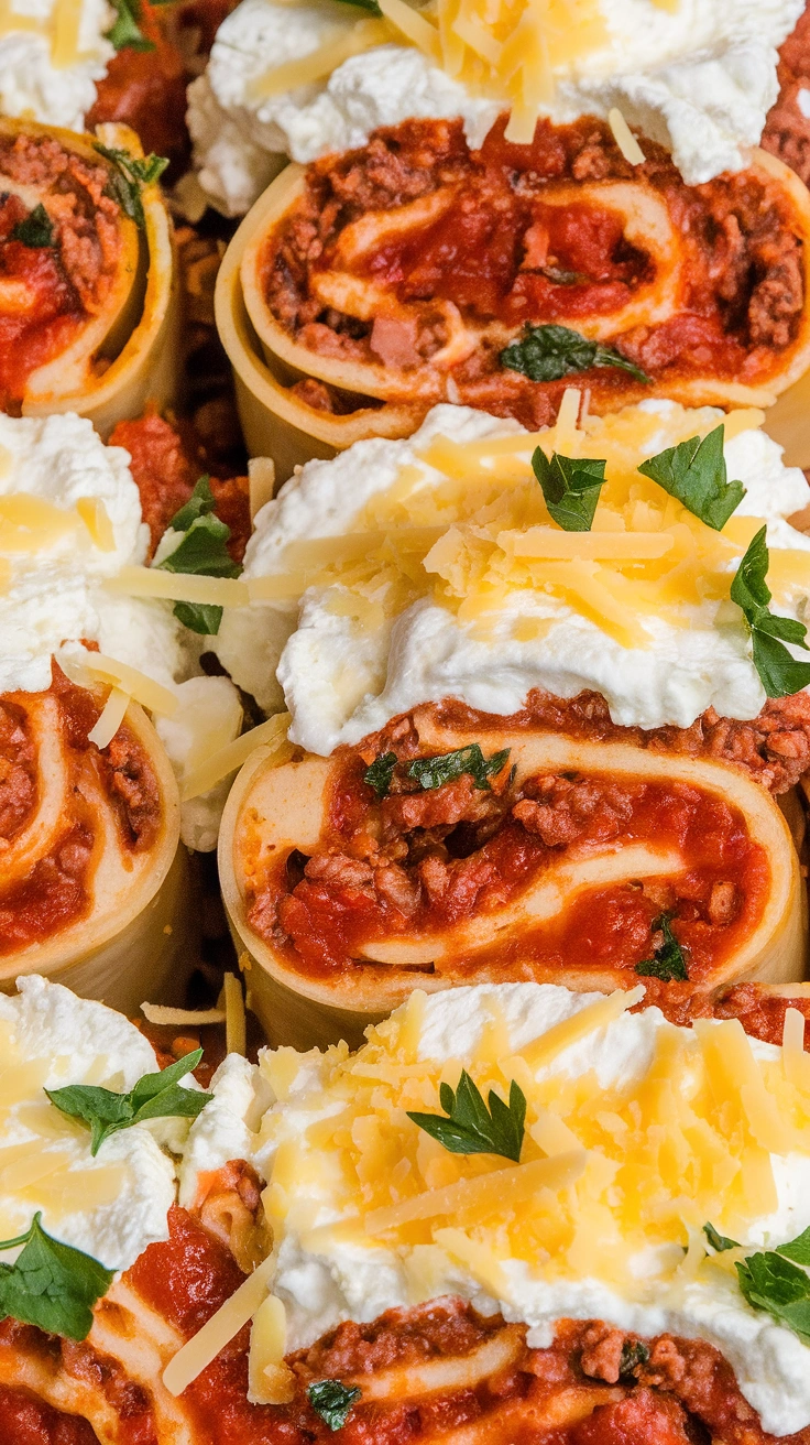 Baked Three Cheese Lasagna Roll Ups