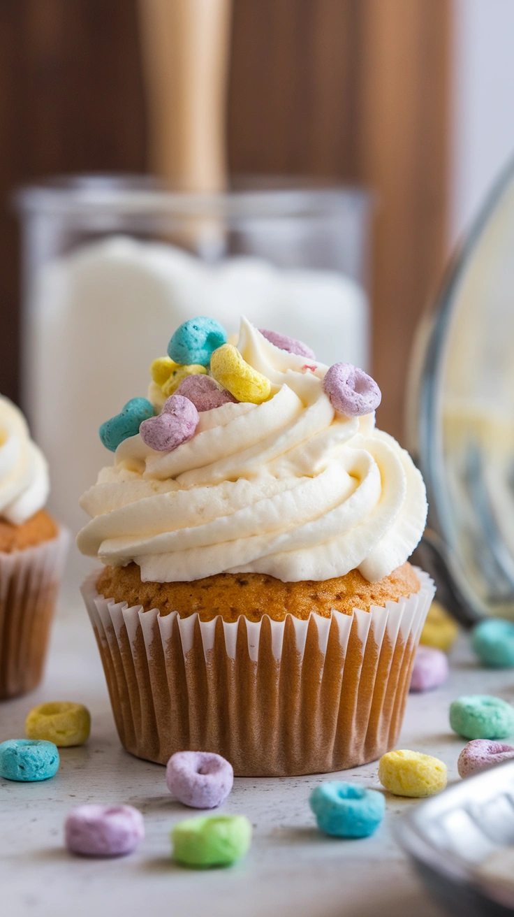 Lucky Charms Cupcakes with Marshmallow Buttercream