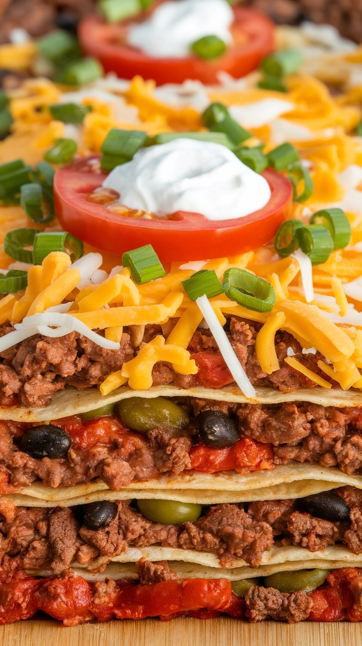 Cheesy Beef Mexican Lasagna