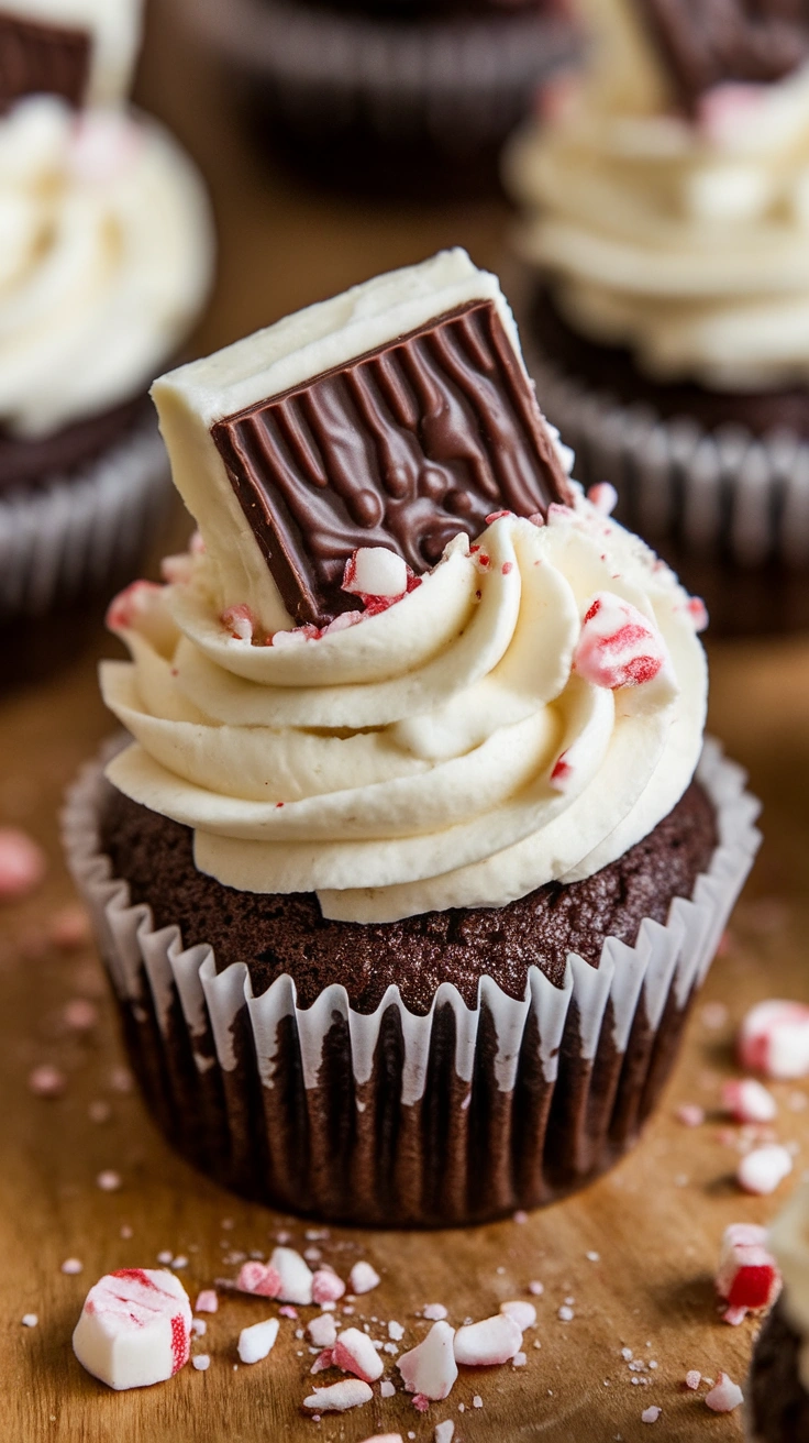 Mini Chocolate Peppermint Patty Cupcakes