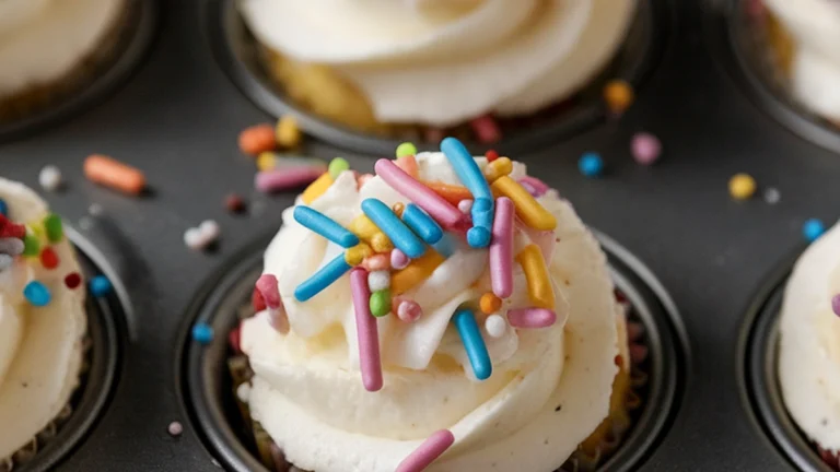 Mini Sprinkle Cupcakes (Mini Funfetti Cupcakes) - Featured