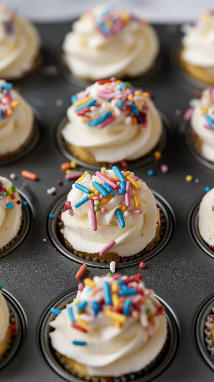 Mini Funfetti Sprinkle Cupcakes