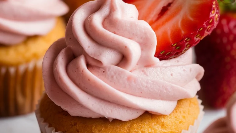 Mini Strawberry Cupcakes with Strawberry Buttercream Frosting - Featured