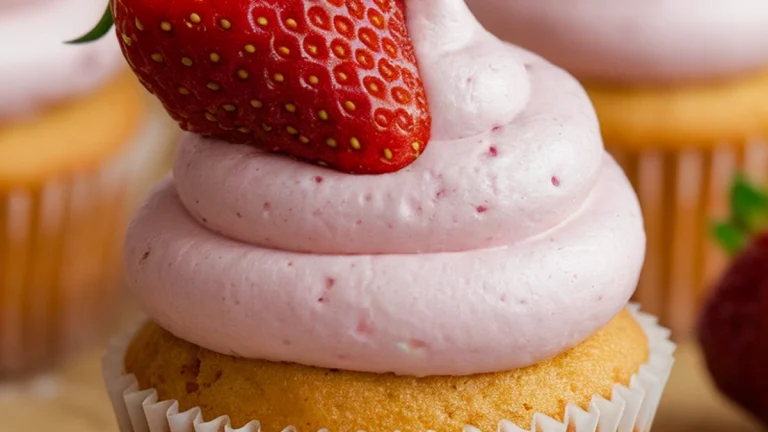 Mini Strawberry Cupcakes with Strawberry Buttercream Frosting - Featured