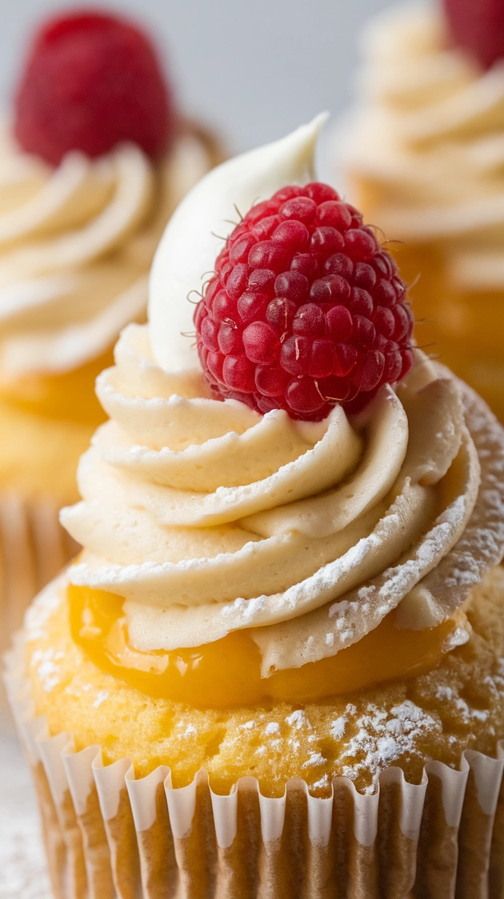 Raspberry Filled Lemon Cupcakes