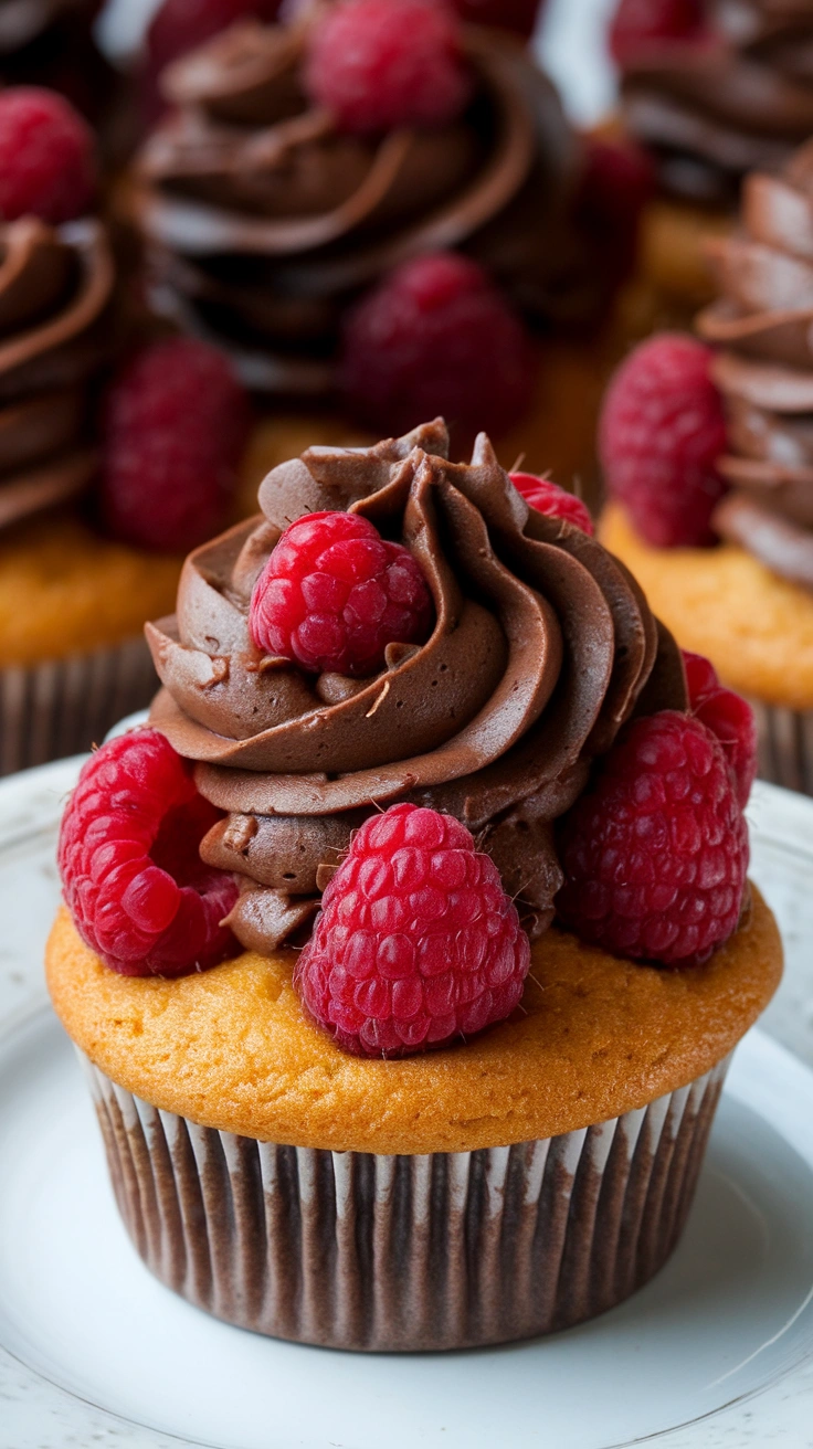 Raspberry Cupcakes with Chocolate Whipped Cream