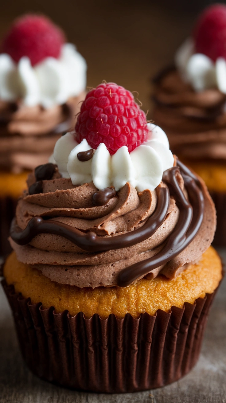 Raspberry Cupcakes with Chocolate Whipped Cream