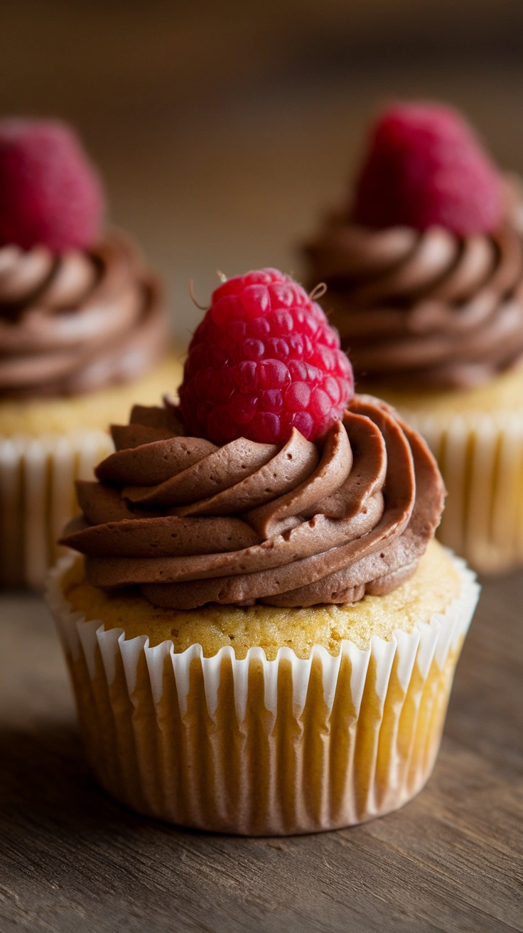 Raspberry Cupcakes with Chocolate Whipped Cream