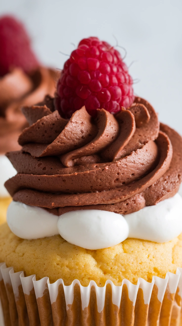 Raspberry Cupcakes with Chocolate Whipped Cream